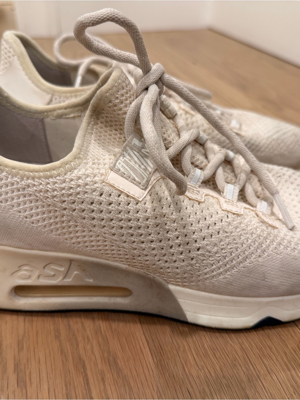 ASH Women’s Cream Knit Lace-Up Sneakers 39